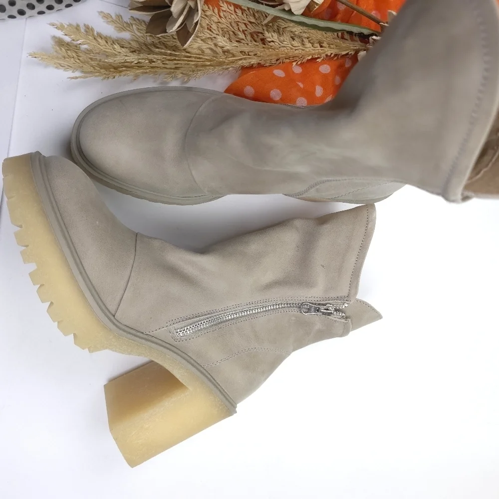 Free People Stylish Grey Beige Platform Boots Sz 38½ - Picture 11 of 16